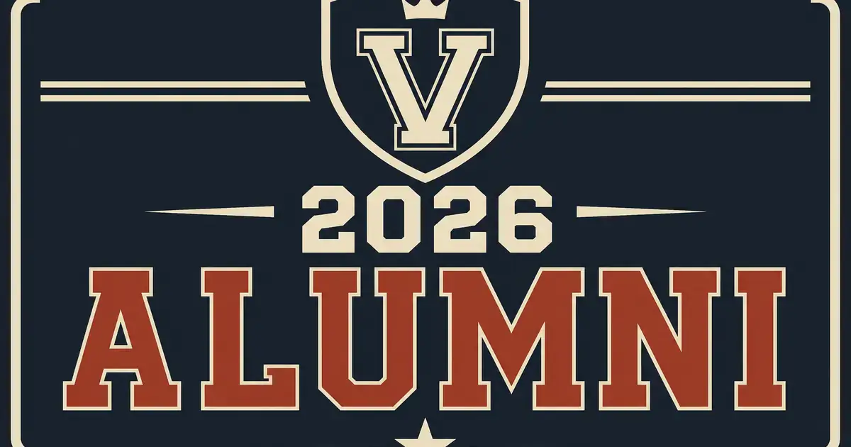 Cream year numerals under a varsity shield on charcoal-navy