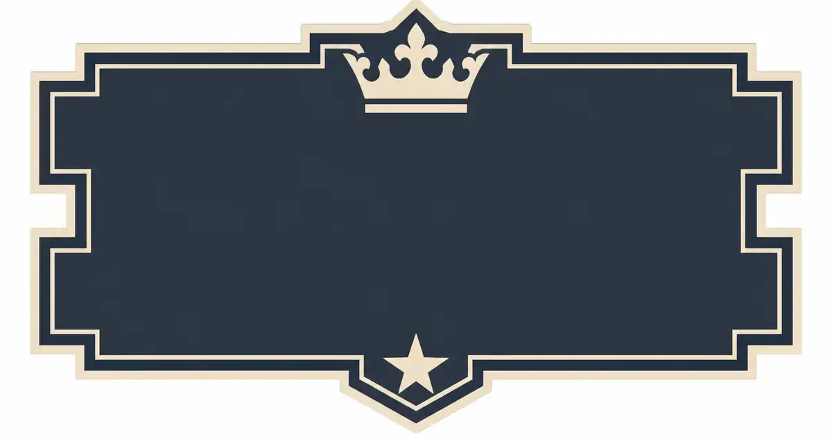 Symmetrical cream notches cut into a stepped varsity shield