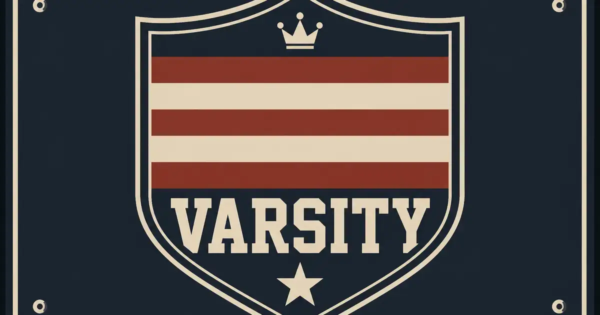Full letterman jacket stripe field inside a commemorative shield