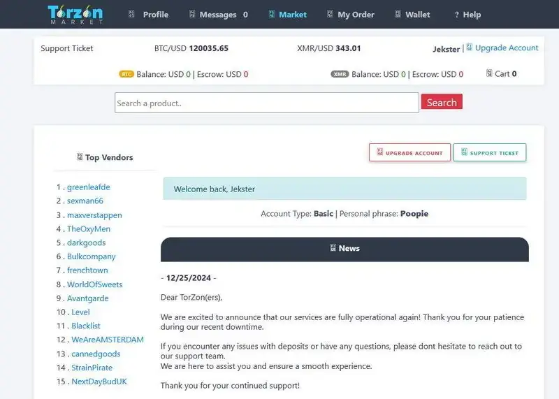 Full Torzon Market marketplace screenshot shown without cropping